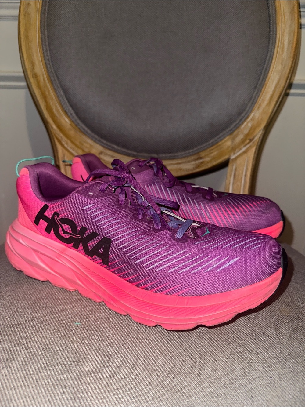 GUC! Hoka Rincon 3 Running Shoes in Purple & Hot Pink